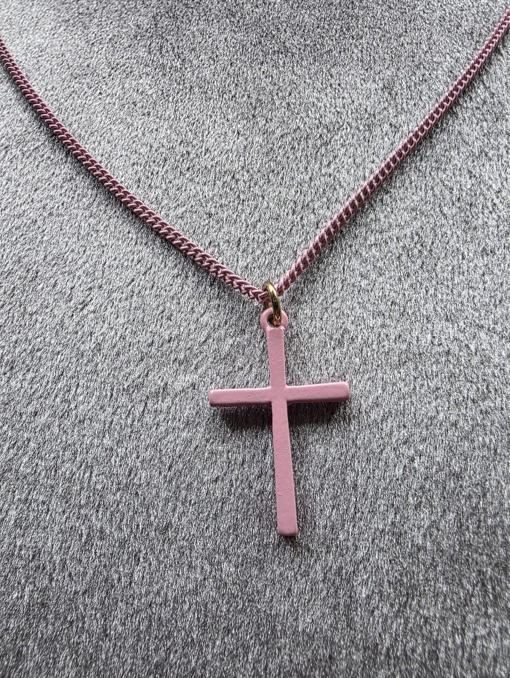 ​Pink Cross Necklace Coquette Y2K Pink Chain Pendant